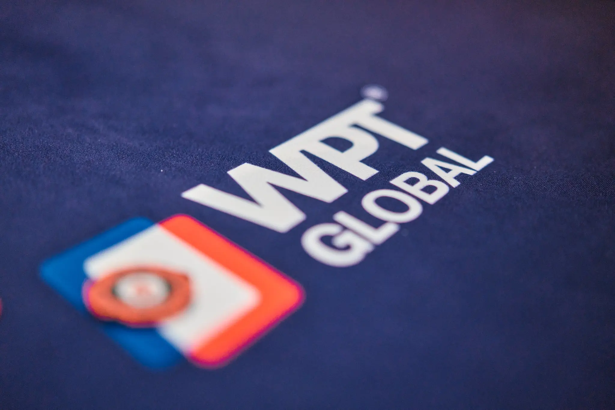 wpt global logo on poker table felt