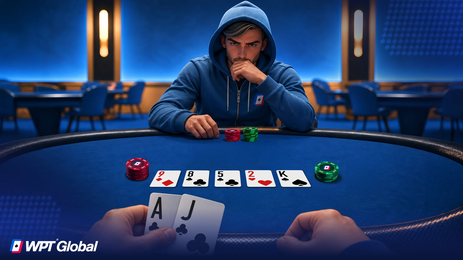 Poker board where the river card bricks and misses all draws.