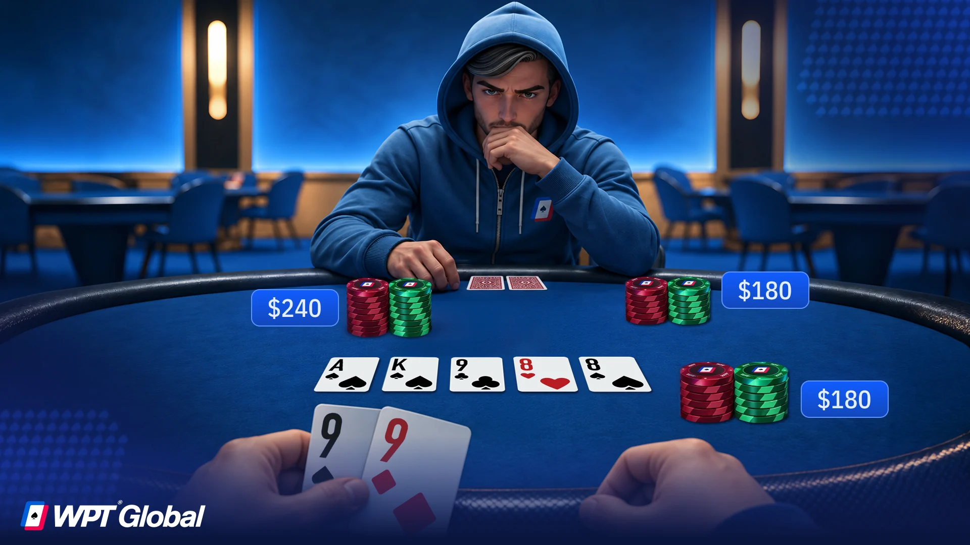 Poker player winning after successfully inducing a bluff