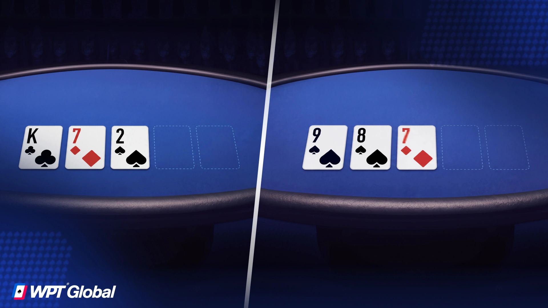Comparison of dry and wet poker boards showing different textures.