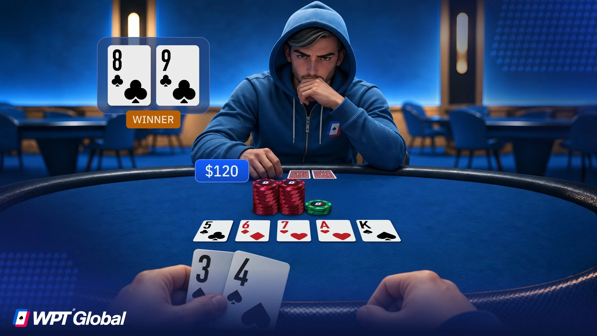 Example of bottom-end straight losing to a higher straight.
